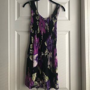 Purple Tropical Flower Swing Dress